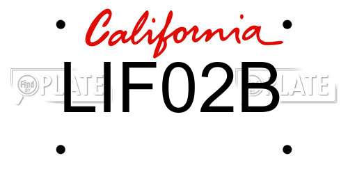 LIF02B California License Plate