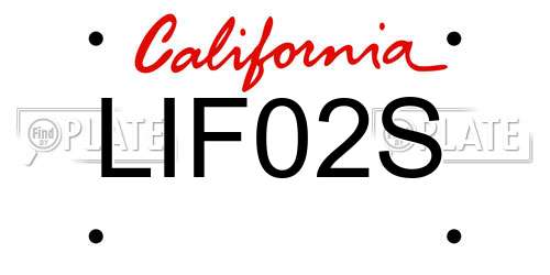 LIF02S California License Plate