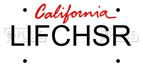LIFCHSR California License Plate