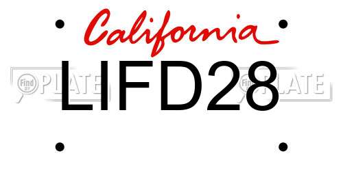 LIFD28 California License Plate