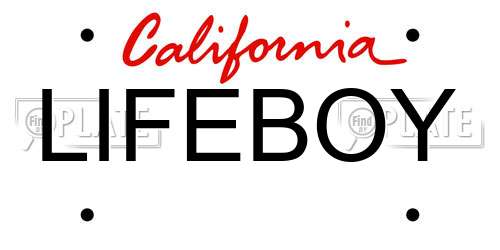 LIFEBOY California License Plate