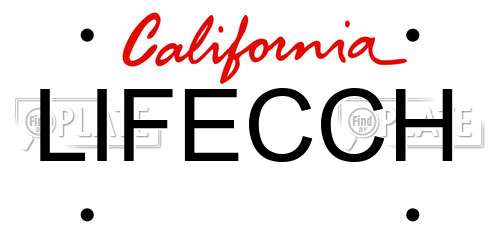 LIFECCH California License Plate