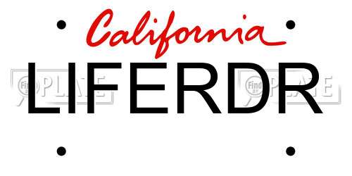 LIFERDR California License Plate