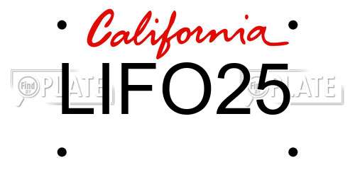LIFO25 California License Plate