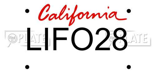 LIFO28 California License Plate