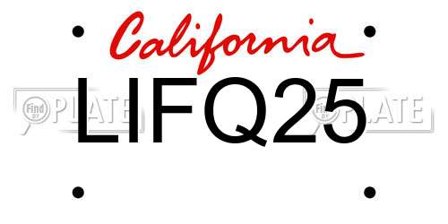 LIFQ25 California License Plate