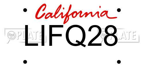 LIFQ28 California License Plate