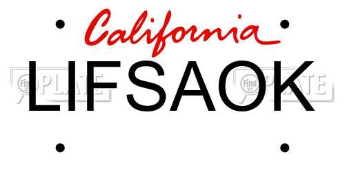 LIFSAOK California License Plate