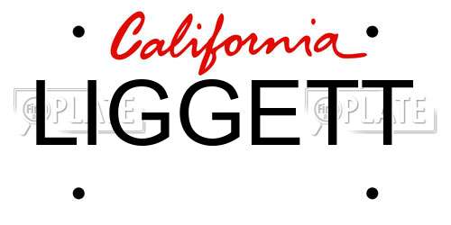 LIGGETT California License Plate