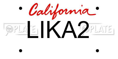LIKA2 California License Plate