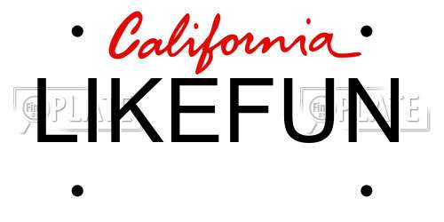 LIKEFUN California License Plate