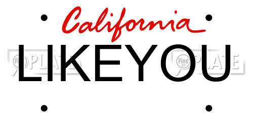 LIKEYOU California License Plate
