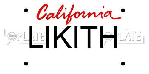 LIKITH California License Plate