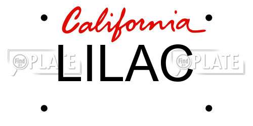 LILAC California License Plate