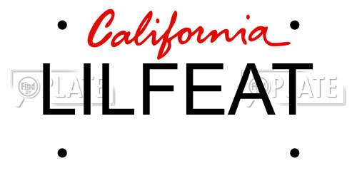 LILFEAT California License Plate