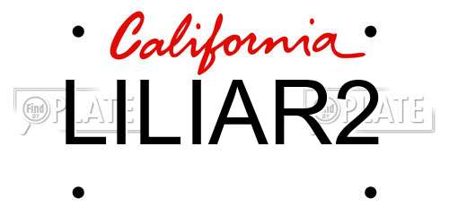 LILIAR2 California License Plate