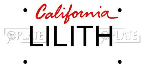 LILITH California License Plate