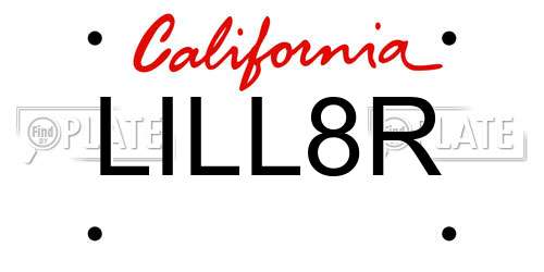 LILL8R California License Plate