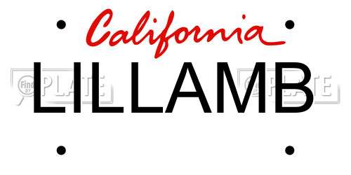 LILLAMB California License Plate