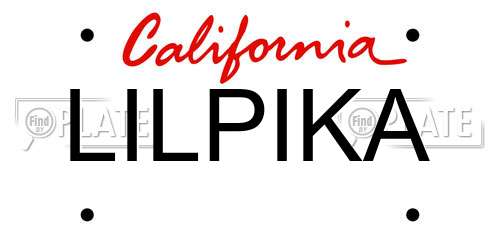 LILPIKA California License Plate