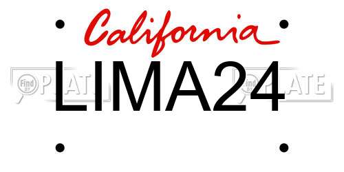 LIMA24 California License Plate
