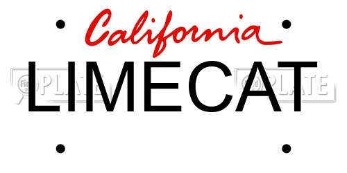 LIMECAT California License Plate