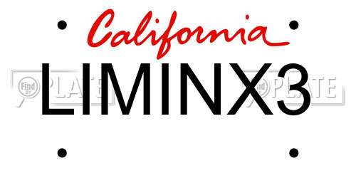 LIMINX3 California License Plate