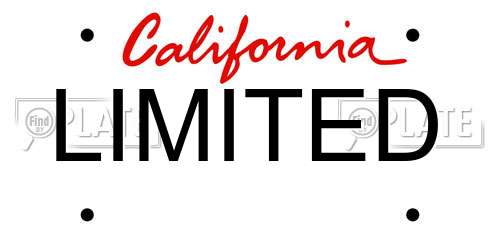 LIMITED California License Plate