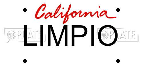LIMPIO California License Plate