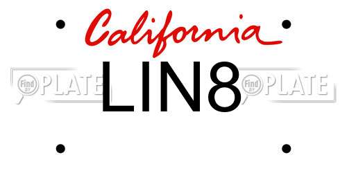LIN8 California License Plate