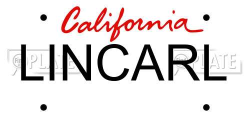 LINCARL California License Plate