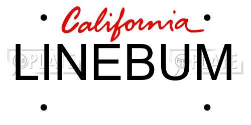 LINEBUM California License Plate