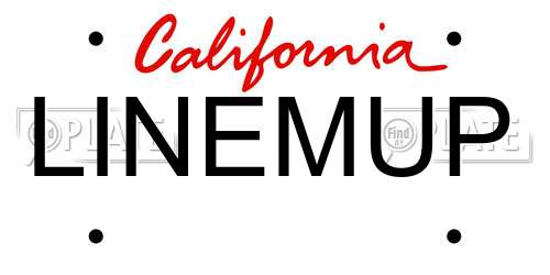 LINEMUP California License Plate