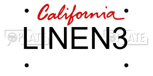 LINEN3 California License Plate