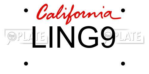 LING9 California License Plate