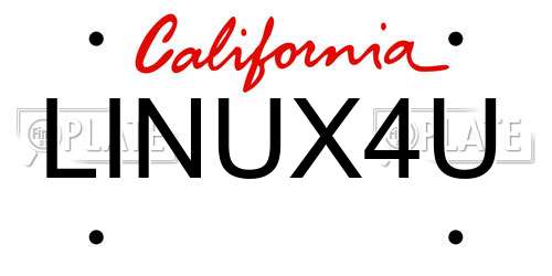 LINUX4U California License Plate