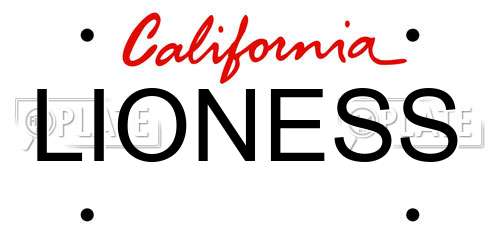 LIONESS California License Plate