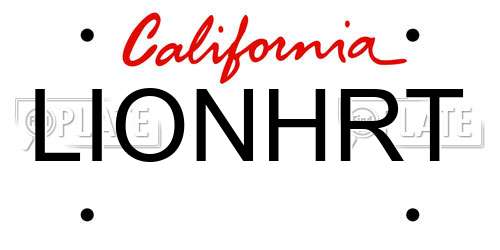 LIONHRT California License Plate