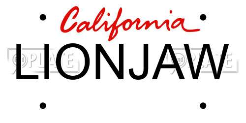 LIONJAW California License Plate