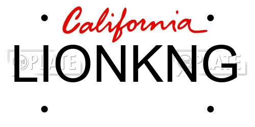 LIONKNG California License Plate