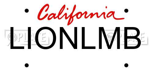 LIONLMB California License Plate