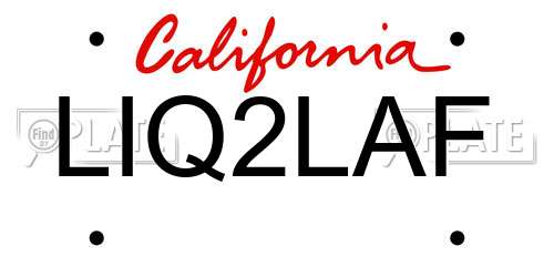 LIQ2LAF California License Plate