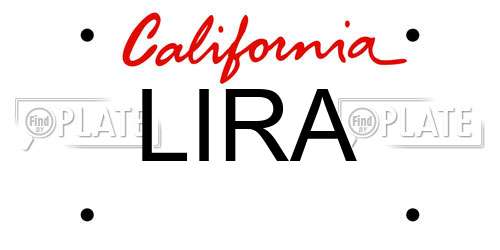 LIRA California License Plate