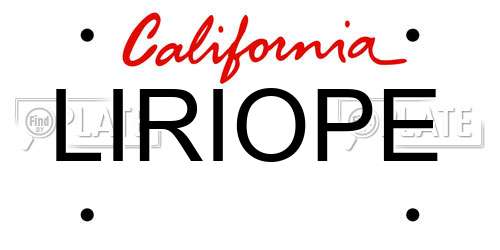 LIRIOPE California License Plate