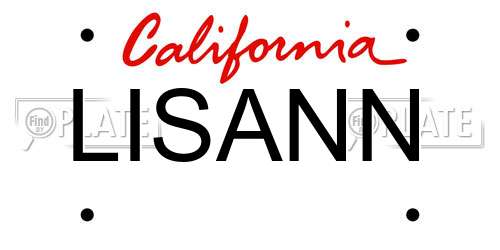 LISANN California License Plate