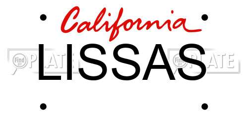 LISSAS California License Plate