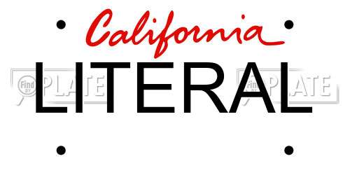 LITERAL California License Plate