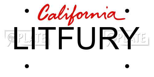 LITFURY California License Plate