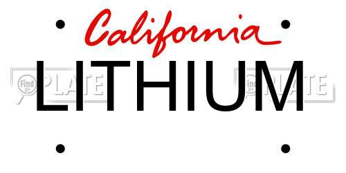 LITHIUM California License Plate