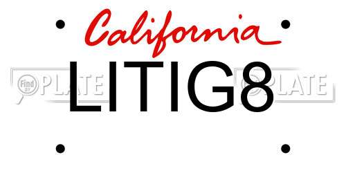 LITIG8 California License Plate